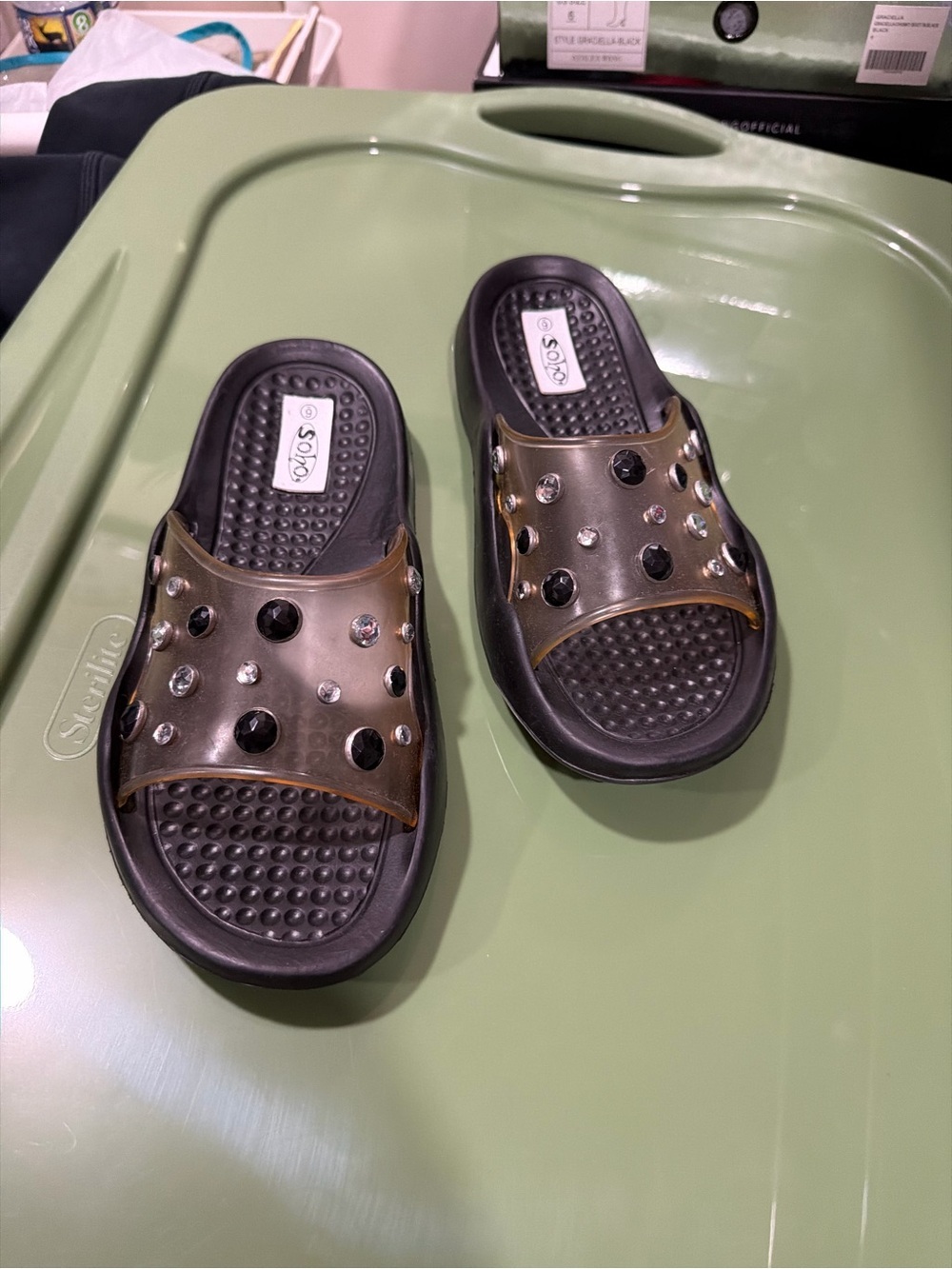 Soda Translucent Smoke Gem Slide Sandals